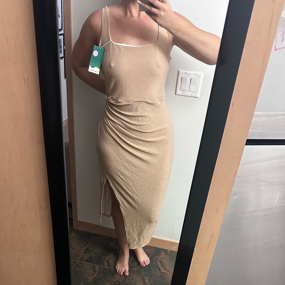 Halara | Gold Wedding Guest Dress
